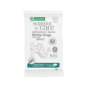 NP SC Snacks White Dogs Hypoallergenic &  Digestive Care Grain Free Adult Salmon 110g dog  Przysmak z łososia, "kabanosy"