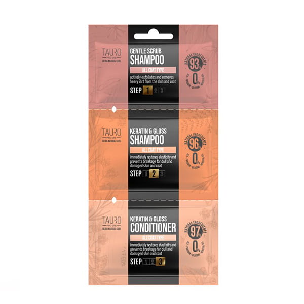 TPL Sample Gentle Scrub Shampoo 6ml + Keratin & Gloss Shampoo 8ml +  Keratin & Gloss Conditioner 4ml