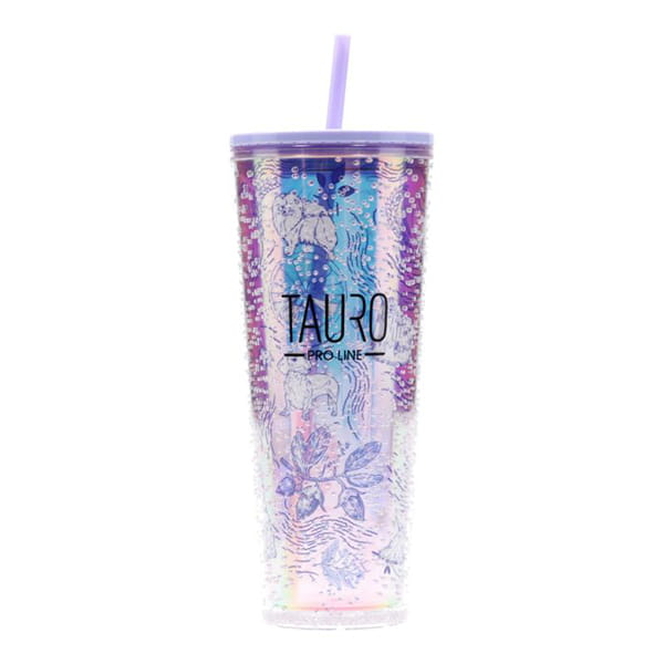 TPL Bidon na wodę ze słomką 750 ml Wzór Tauro Pro Line, kolor fioletowy