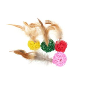 HIPPIE PET Zabawka dla kota, PIŁKI Z PIÓRKIEM, 4 cm, 4 szt.
