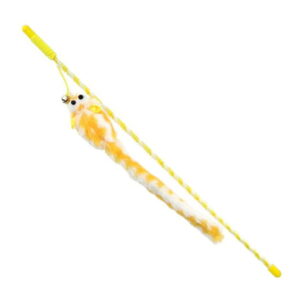 HIPPIE PET Zabawka dla kota, WĘDKA Z MYSZKĄ żółta, 46 cm