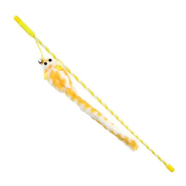 HIPPIE PET Zabawka dla kota, WĘDKA Z MYSZKĄ żółta, 46 cm