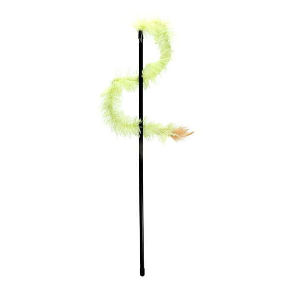 HIPPIE PET Zabawka dla kota, WĘDKA Z OGONEM Z PIÓR żółta, 48 cm