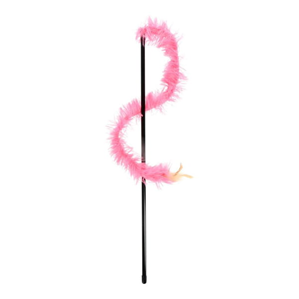 HIPPIE PET Zabawka dla kota, WĘDKA Z OGONEM Z PIÓR różowa, 48 cm