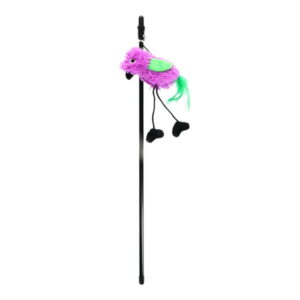 HIPPIE PET Zabawka dla kota, WĘDKA Z PTASZKIEM fioletowa, 48 cm