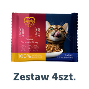 LOVELY HUNTER Adult Cat Set (2x Chicken Tuna, 2x Chicken Beef), 4x85g sasz. ZESTAW