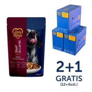 LOVELY HUNTER Adult Beef and Lamb, 500g sasz.  12szt.+6szt. GRATIS