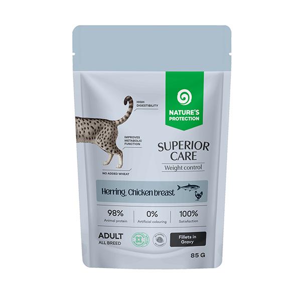 NP SUPERIOR CARE Adult Cat Weight Control Grain Free Herring and Chicken Breast, 85g sasz.